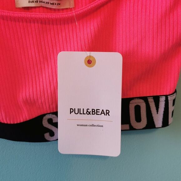 PULL & Bear Pink Bralette Self Love Neon Pink New Extra Small - Picture 5 of 5